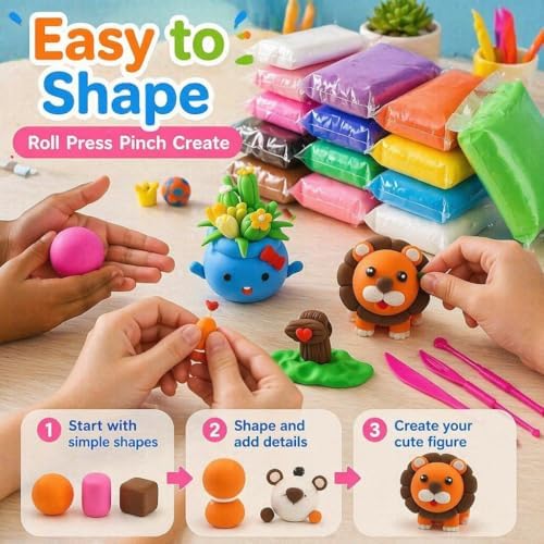 Air Dry Clay Kit for Kids – 36 Colors Non-Toxic Soft Modeling Clay Set - Image 4