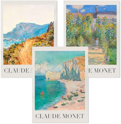 3 Pack Monet Paint by Numbers Kit for Adults Beginner (Without Frame) by KICHANG