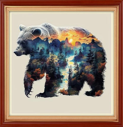 Joyhoor Cross Stitch Kits for Beginners Stamped Cross-Stitch Supplies Needlework preprint Embroidery Kits for Adults DIY Needlepoint Kit Embroidery Patterns 11CT- Abstract Bear 18×18 inch by JoyhoorCrossStitchKits