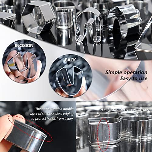 PTFJZ Polymer Clay Cutters for Earring Making 76pcs Clay Tools Set 67 Shapes Stainless Steel Clay Cutters with 8 Circle Shape Cutters 1 Letter Stamp - Image 3