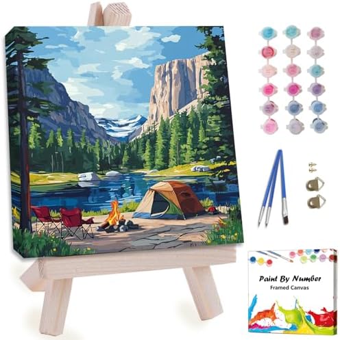 Artunion Framed Paint by Numbers Kit for Adults Beginners & Kids Ages 8-12,Camping National Parks Paint by Number with Frame,Landscape Paint by Numbers Kit on Canvas 10 * 10 Inch Without Easel by ArtunionDriect