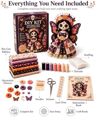 Day of the Dead Patchwork Doll DIY Sewing Kit for Adults，Color-C - Image 3