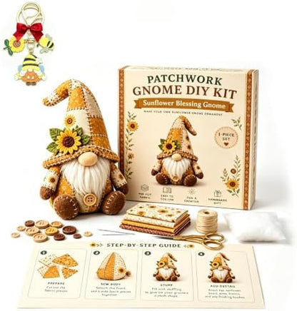 DIY Patchwork Gnome Sewing Kit, DIY Patchwork Animal Kit, Pre-Cut Felt Button Art Animal Craft Project Set, Handmade 3D Cozy Stuffed Gnome Creative Home Decor for Adults &Beginners, Halloween (AA) by Unknown