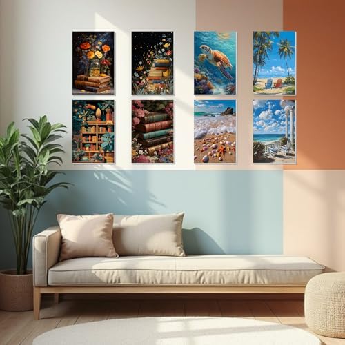 4 Pack Beach Framed Paint By Numbers Kit for Adults Beginner Sea Turtle Adult Paint By Number Kits on Canvas Painting By Numbers for Adults with Frame Diy Painting Kits for Home Wall Art 8x12 Inch - Image 4