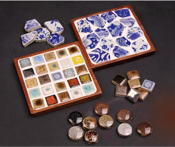 1.1 LB Porcelain Ceramic Mosaic Tiles,Broken Irregular Mosaic Tiles for DIY Craft Floor,Kitchen,Pool, Flower Pots Mosaic Making Supplies (Porcelain 09)