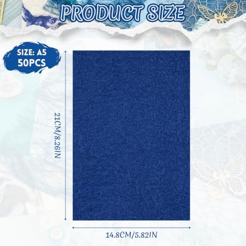 50 Sheets A5 Blue Multi Texture Junk Journal Scrapbook Decorative Paper - Image 2