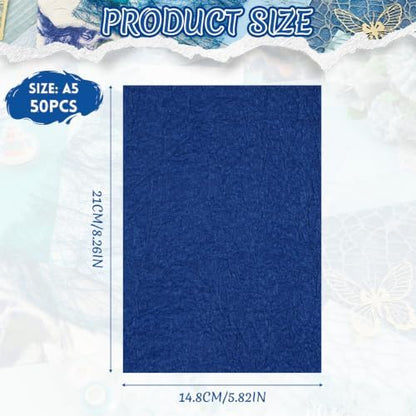 50 Sheets A5 Blue Multi Texture Junk Journal Scrapbook Decorative Paper - Image 2