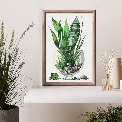 Paint by Numbers Kit for Adults Beginner with Wooden Frame, Plants Framed Adult Paint by Number Kits on Canvas, DIY Easy Acrylic Watercolor Oil Paint by Number for Adults for Home Decor Gift 8x12 Inch - Image 2