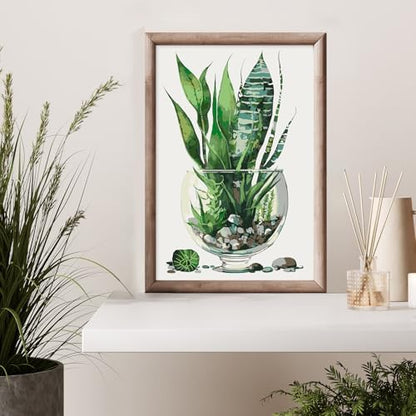 Paint by Numbers Kit for Adults Beginner with Wooden Frame, Plants Framed Adult Paint by Number Kits on Canvas, DIY Easy Acrylic Watercolor Oil Paint by Number for Adults for Home Decor Gift 8x12 Inch - Image 2