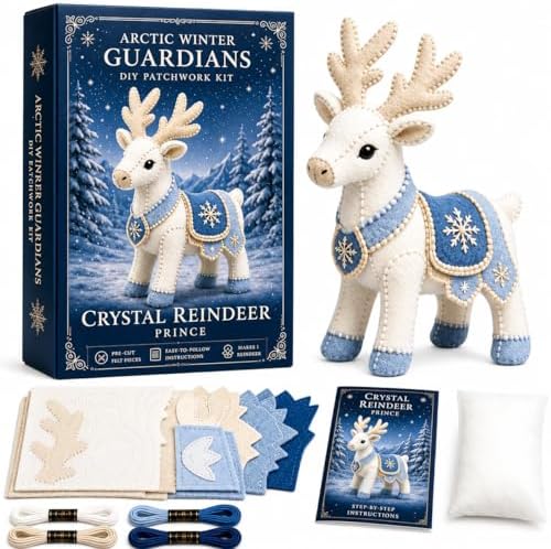 Winter Fantasy Animal Felt Sewing Kit, DIY Patchwork Craft Kit with Pre-Cut Felt Pieces, 3D Stuffed Animal Making Set for Beginners Adults Teens, Creative Home Decor Gift (H) by Unknown
