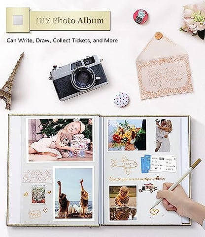 Artfeel Photo Album Self Adhesive Scrapbook Album for 3x5 4x6 5x7 8x10 Pictures,120 Pages Linen Cover with Display Window DIY Photo Book,Ideal Gifts for Family Travel Wedding Baby - Image 4