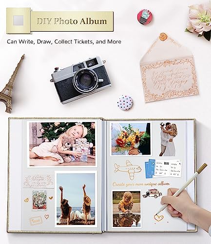 Artfeel Photo Album Self Adhesive Scrapbook Album for 3x5 4x6 5x7 8x10 Pictures,40 Pages Linen Cover with Display Window DIY Photo Book,Ideal Gifts for Family Travel Wedding Baby - Image 4