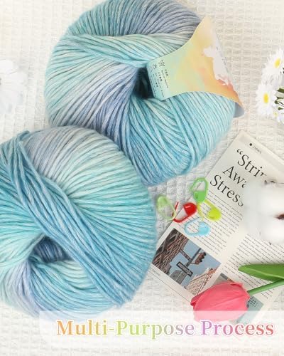 Coopay Yarn for Crocheting & Knitting, Gradient Cake Yarns (Blue Light) - Image 4