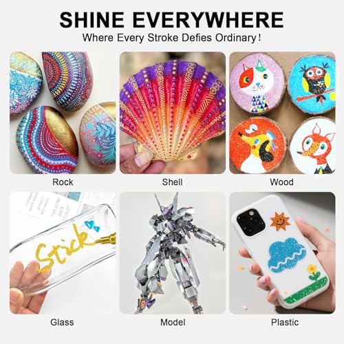 IVSUN Metallic Markers, 18 Colors Glitter Acrylic Gold Paint Pens - Image 6