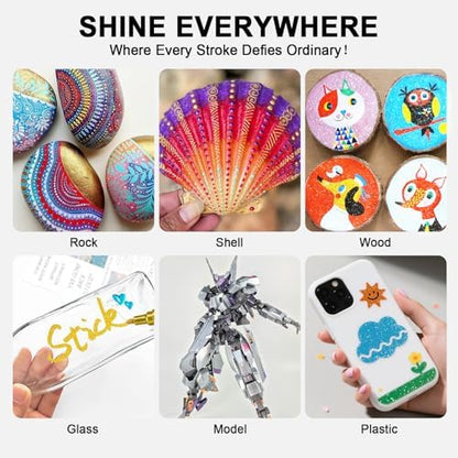 IVSUN Metallic Markers, 18 Colors Glitter Acrylic Gold Paint Pens - Image 6