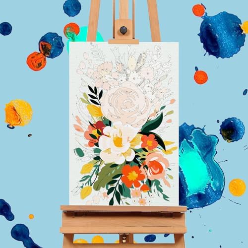 4 Pack Framed Paint by Numbers Kit for Adults with Wooden Easel, 8x12 Inch - Image 5