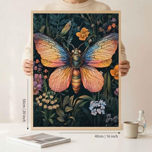 Amphol Paint by Numbers Kit for Adults - 16x20 In Moth DIY Paint by Numbers Kit for Beginners, Oil Painting Kit on Unframed Canvas Art for Home Wall Decor, Stress Relief with Acrylic Paint & 3 Brushes - Image 6