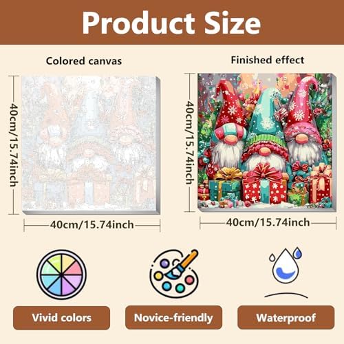 Reivworl Christmas Framed Paint by Numbers Kit for Adults with Wooden Easel, Gnome Paint by Numbers, Painting by Number for Home Decor 16X20 Inch with Gifts Box - Image 5