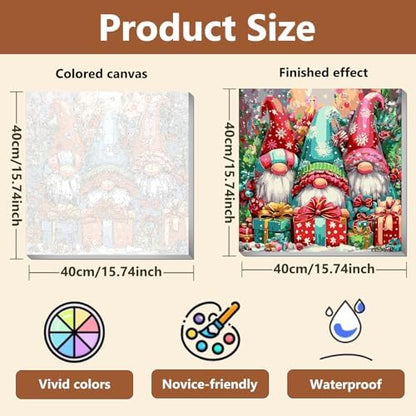 Reivworl Christmas Framed Paint by Numbers Kit for Adults with Wooden Easel, Gnome Paint by Numbers, Painting by Number for Home Decor 16X20 Inch with Gifts Box - Image 5