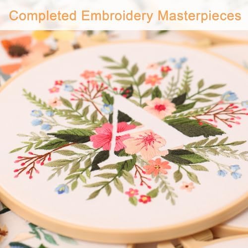 Harimau Letter A Pattern Embroidery Kit for Adult Beginners, Complete Starter Pack with 1 Hoop, Needles, Instruction Guide & Embroidery Stitch Video Tutorials - Image 6