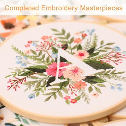 Harimau Letter A Pattern Embroidery Kit for Adult Beginners, Complete Starter Pack with 1 Hoop, Needles, Instruction Guide & Embroidery Stitch Video Tutorials - Image 6