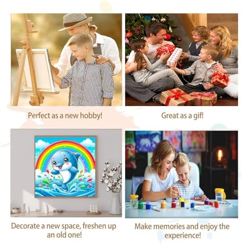 Artunion Framed Paint by Numbers Kit for Adults Beginners & Kids Ages 8-12,Cute Dolphin Paint by Number with Frame,Ocean Animals Paint by Numbers Kit on Canvas 10 * 10 Inch Without Easel - Image 7
