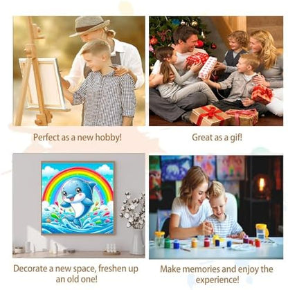 Artunion Framed Paint by Numbers Kit for Adults Beginners & Kids Ages 8-12,Cute Dolphin Paint by Number with Frame,Ocean Animals Paint by Numbers Kit on Canvas 10 * 10 Inch Without Easel - Image 7