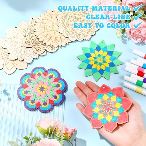 Blosssound 40 Pcs Unfinished Wood Mandala to Paint, Elegant - Image 3