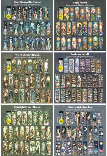 Aromoty Slim 6 Set 300Pcs Magic Washi Stickers Book Junk Journal Supplies - Image 4