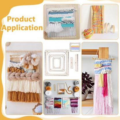 NBEADS 5 Pcs Weaving Loom Kit, Rectangle Weaving Loom Kit with Weaving Comb and Weaving Tools Wooden Multi-Craft Weaving Loom for Beginners and Weaving Enthusiasts - Image 5