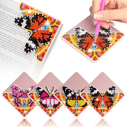 WIVICO 4Pcs Diamond Painting Bookmarks, Diamond Pearl Art Kits for Adults by WIVICO