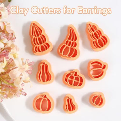 Puocaon Pumpkin Polymer Clay Cutters - 9 Pc Fall Earrings Clay Cutters for Jewelry, Thanksgiving - Image 5