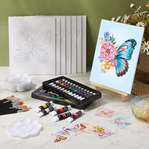 Cholemy 36 Pcs Paint and Sip Kit Gift for Adults 8''x10'',Butterfly - Image 2