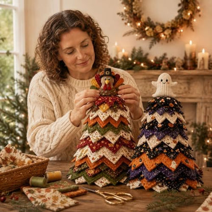 DIY Quilted Christmas Tree Kit, 3D Padded Fabric Sewing Craft Set (Pumpkin) - Image 5