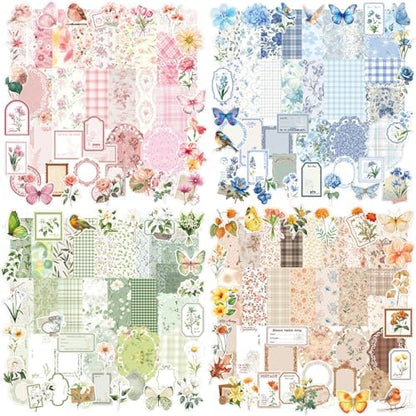 400Pcs Floral Scrapbook Supplies Kit,Junk Journal Supply for Beginner by KEIVIWO
