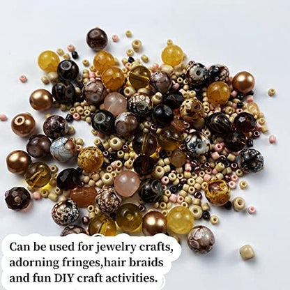 Assorted Glass Resin Beads Multi Size Colors Smooth Cracked Gravel Millet Spacer Beads for Bracelets Necklace Earring DIY Jewelry Making Craft(Light Brown Series) - Image 5