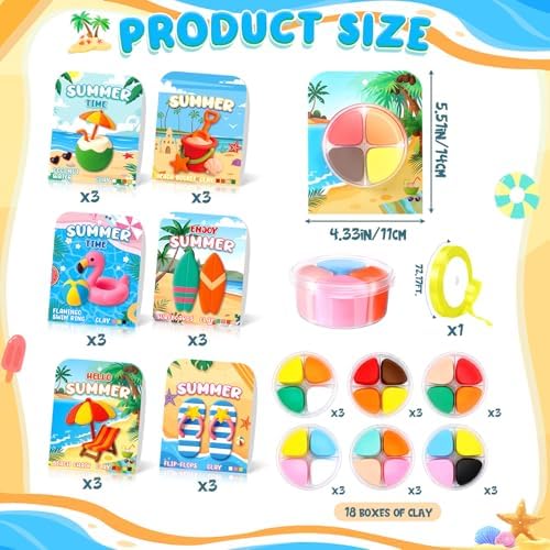 Capoda 18 Sets Summer Air Dry Clay Kits for Kids Back to School Gifts Bulk - Image 2
