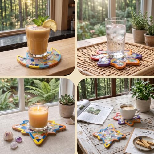 luperasol 6 Sets Coasters DIY Mosaic Tiles, Mixed Color, Boho Styles - Image 7