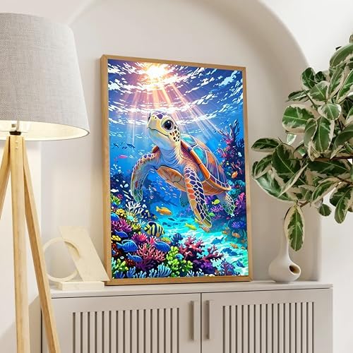 Yunruily Paint by Numbers for Adults - Sea Turtle Adult Paint by Numbers,Sea Turtle Painting by Numbers for Adults for Home Wall Decor and Birthday Gifts 16x20inch - Image 3
