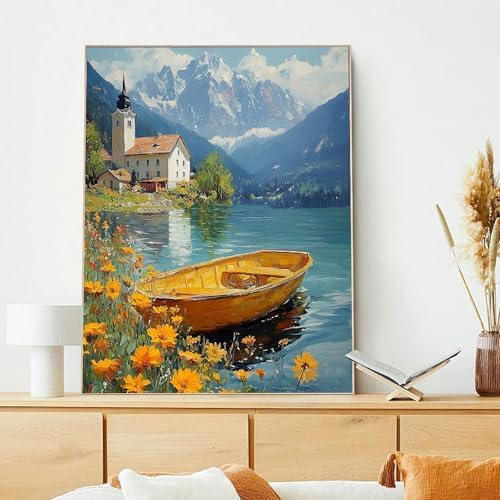 xcemhil Boat Paint by Numbers Kit for Adults Beginner, Boat Paint by Numbers for Adult, Acrylic Paint by Number Kits Suitable for Home Wall Art Decor Gifts - 16x20 Inch - Image 2