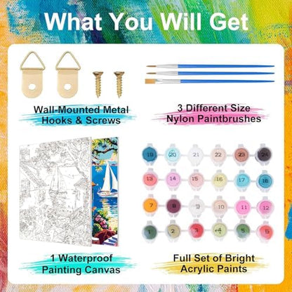 ZTOTZ Paint by Number for Adults Landscape, Village Scenery Adult Paint by Number Kits on Canvas, DIY Landscape Digital Oil Number Painting for Festival Gift Decor (16x20 Inch) - Image 5