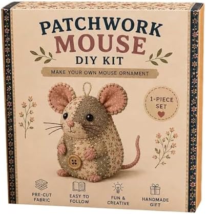 DIY Patchwork Animal Kit, Complete Handmade Sewing Set for Beginners, Create Cute Mice, Sheep, Koala, Patchwork Stitching Project for Craft Lovers (Style 2) by Unknown