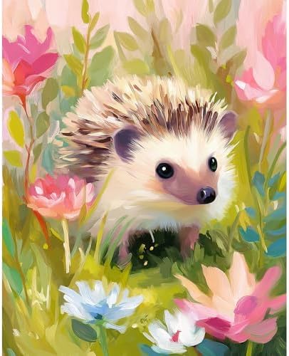 Natuyalo Paint by Numbers Kit for Adults Beginner - Hedgehog Adult Paint by Number Kits on Canvas, Animals Easy Adults' Paint-by-Number Kits Acrylic Painting Art Craft Home Wall Decor 16x20 inch by Natuyalo