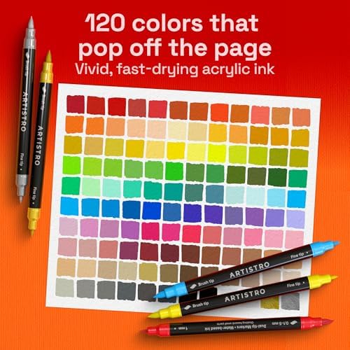 ARTISTRO 120 Dual-Tip Acrylic Paint Marker Pens for Drawing - Image 2