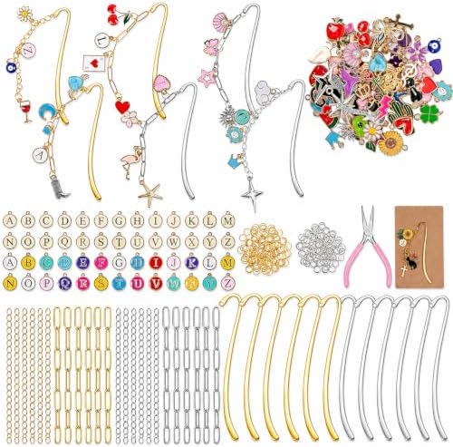 361 Pcs Metal Bookmarks Making Kit DIY Metal Bar Beadable Bookmark Kit by Tkifoda