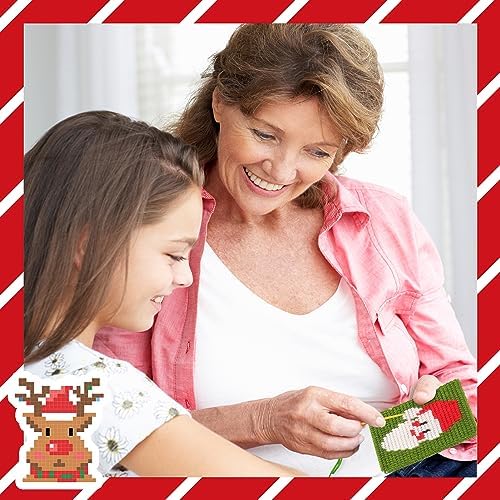 Pllieay Christmas 10-in-1 Cross Stitch Beginner Kit for Kids, Includes Instruction of 10 Different Patterns, 10 Printed Plastic canvases for Needlework, Needlepoint Starter Sewing Set - Image 5