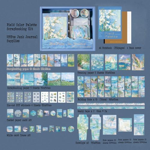 Diuhofart Sea Sketchbook Scrapbooking Kit, 128 Pcs Journal Set - Image 5