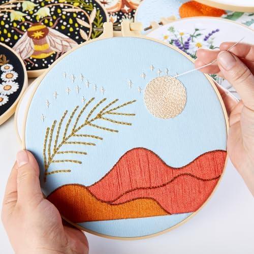 Armindou Hand Embroidery Starter Kit for Beginners Adults, Counted Cross Stitch kit for Adult Beginner, Stamped Embroidery Needlepoint Kit, 2 Set Embroidery Supplies, 2 Hoops (Attached Video Tutorial) - Image 4