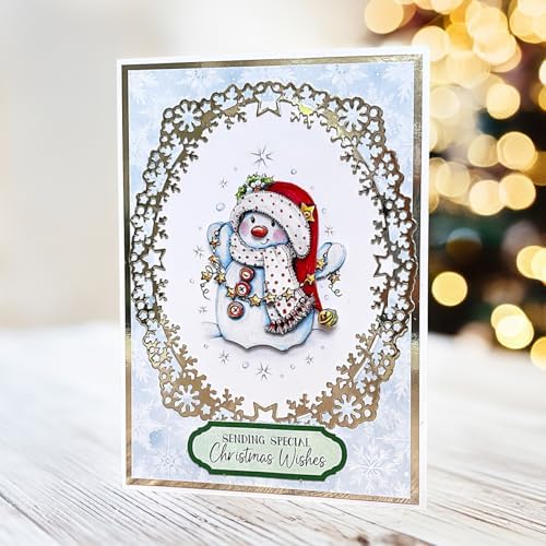 Katy Sue Snowmen Scenes Die Cut Decoupage Pack. 12 Pre-Cut Decoupage Paper Sheets for Christmas Card Making Supplies Featuring Images of Snowmen, Card Toppers, & Sentiments - Image 5