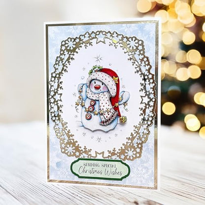 Katy Sue Snowmen Scenes Die Cut Decoupage Pack. 12 Pre-Cut Decoupage Paper Sheets for Christmas Card Making Supplies Featuring Images of Snowmen, Card Toppers, & Sentiments - Image 5
